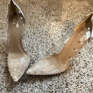 Clear rhinestone heels